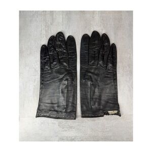 Vintage Caresskin by Superb Black Leather Gloves Made in Italy Size 7 Washable